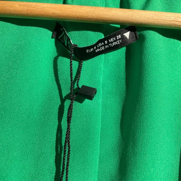 ZARA  Small Kelly Green Tweed Dress with Crystal Buttons - Picture 3 of 9